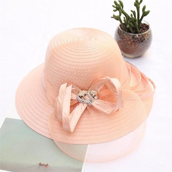 Women Fox Wide Brim Church Dress Sun Hat