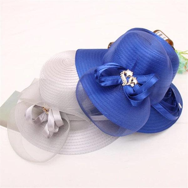 Women Fox Wide Brim Church Dress Sun Hat
