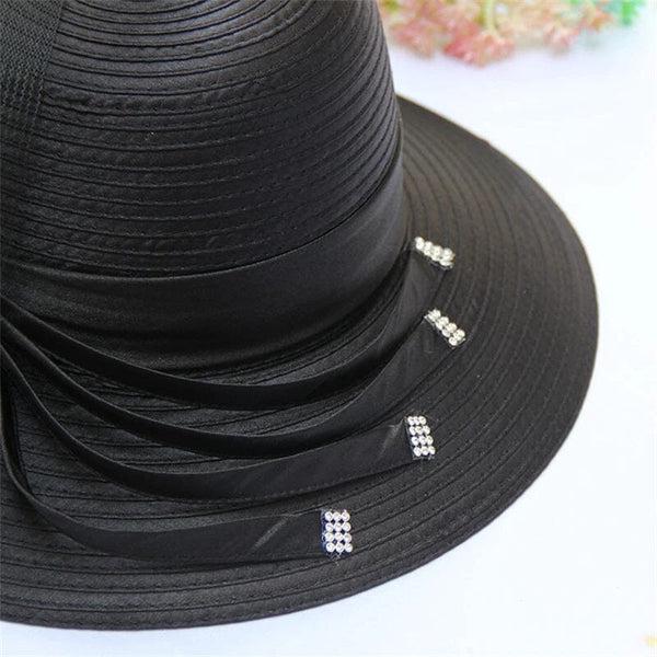 Women Fox Wide Brim Church Dress Sun Hat