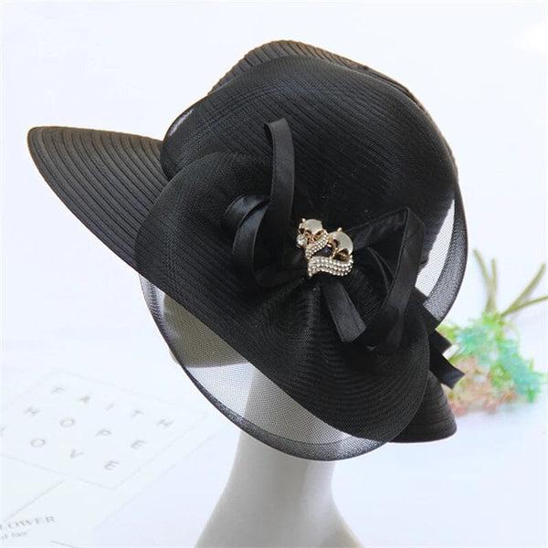 Women Fox Wide Brim Church Dress Sun Hat