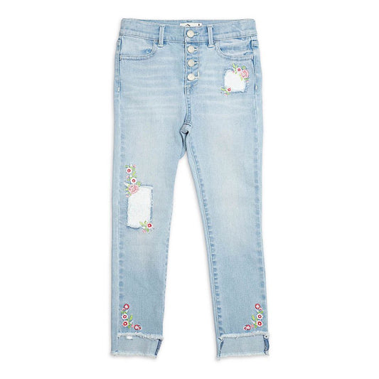 Light Blue Flower Decorated Jeans